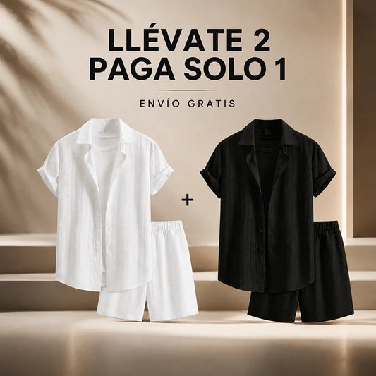 Conjunto Camisa y Bermuda hombre Oslure — blanco y negro