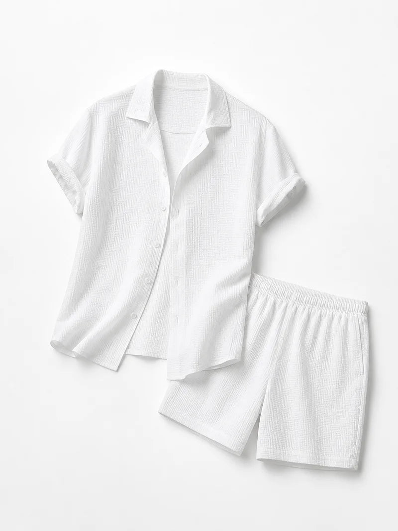 Conjunto Camisa y Bermuda Oslure color blanco para hombre
