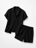 Conjunto Camisa y Bermuda Oslure color negro para hombre